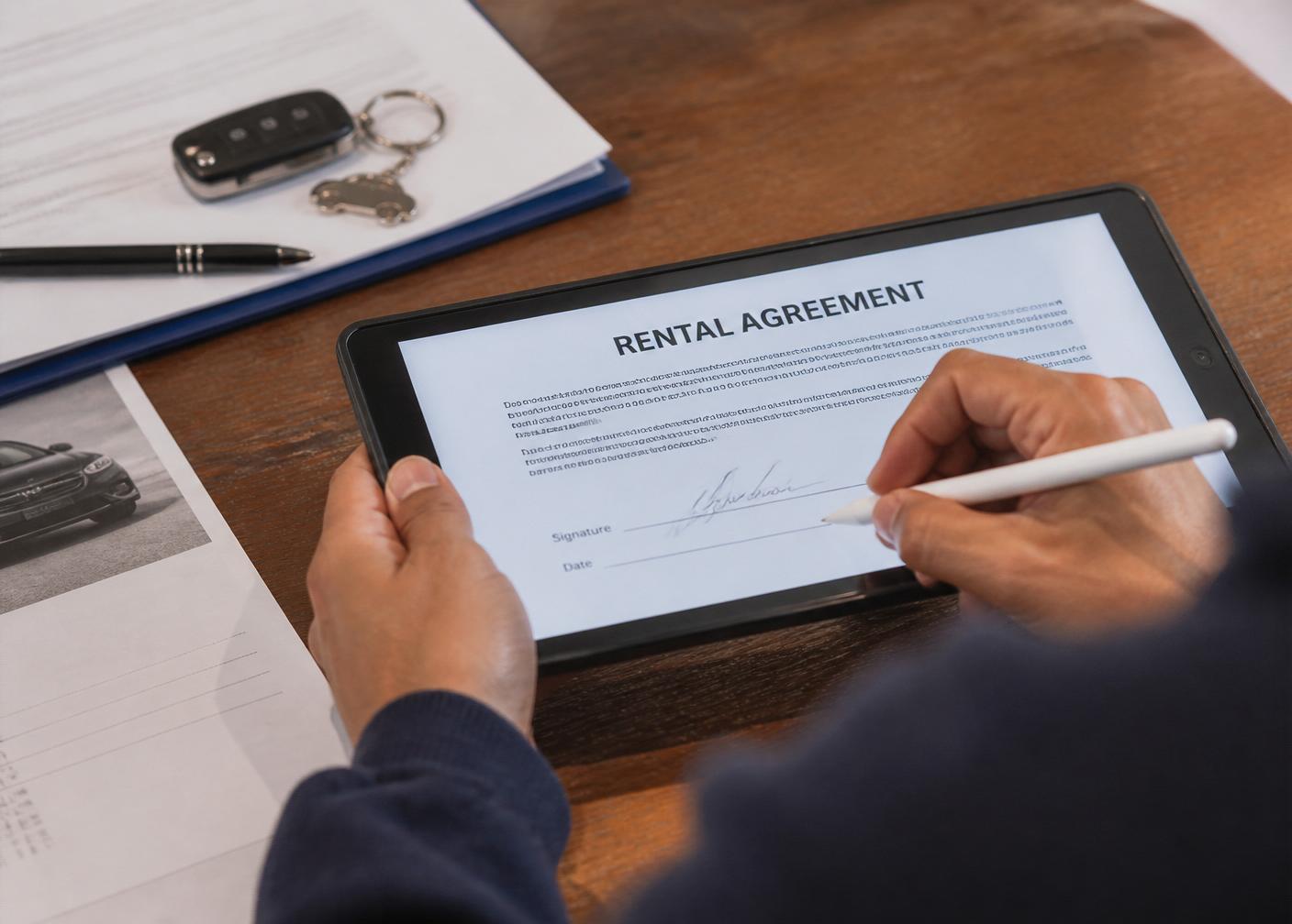 Signature électronique d'un contrat de location sur tablette